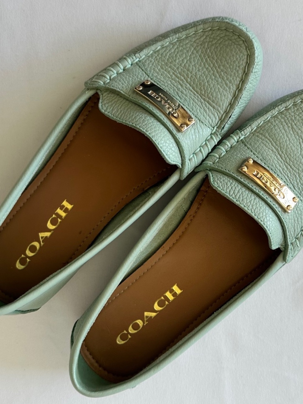 Coach Frederick Leather Driving Loafers Mint Pistachio Green Women's 6.5 M